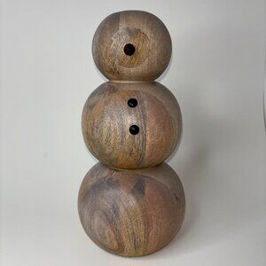 Crate & Barrel Large Wooden Snowman Holiday Decoration